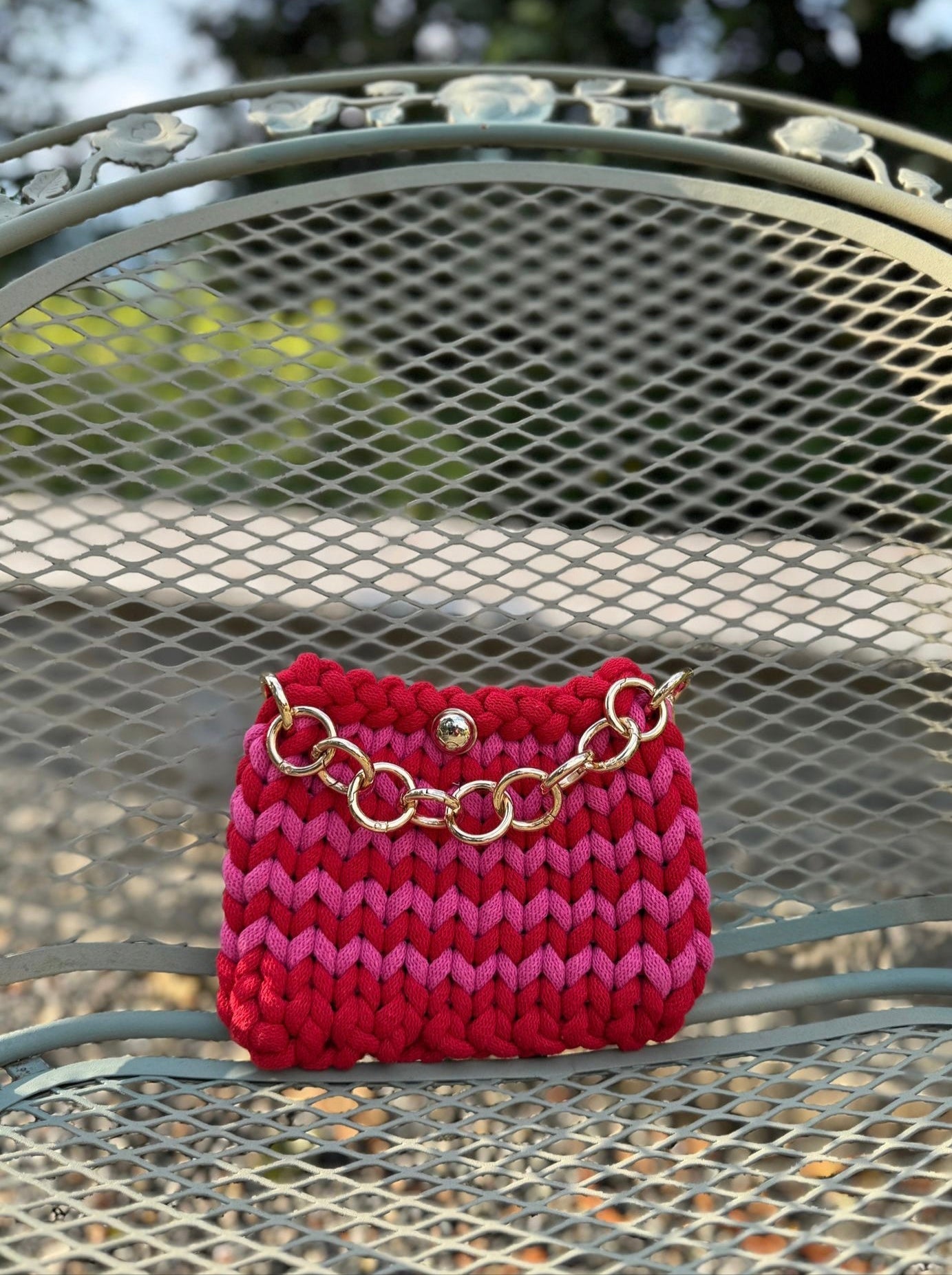Borsa intrecciata Mini - Rosa e Rosso