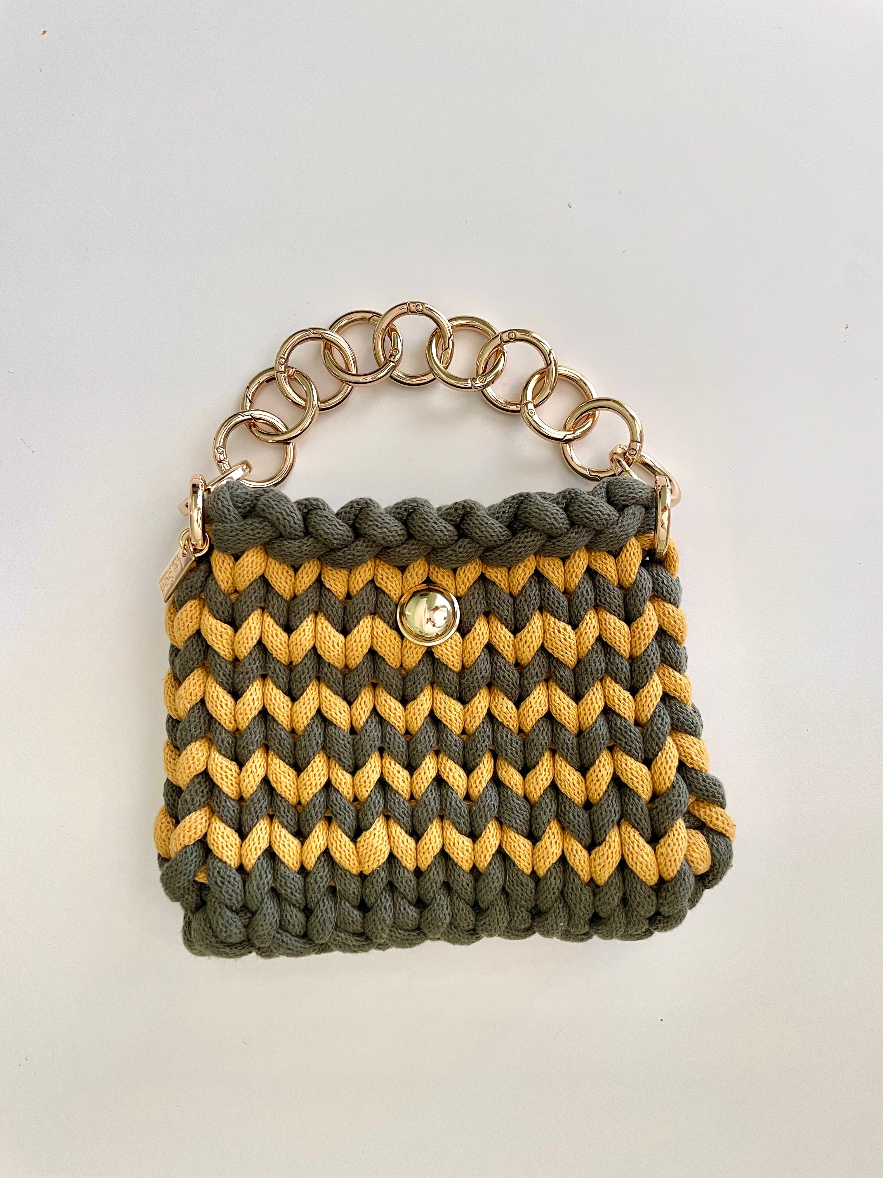 Borsa intrecciata Mini - Verde e Giallo