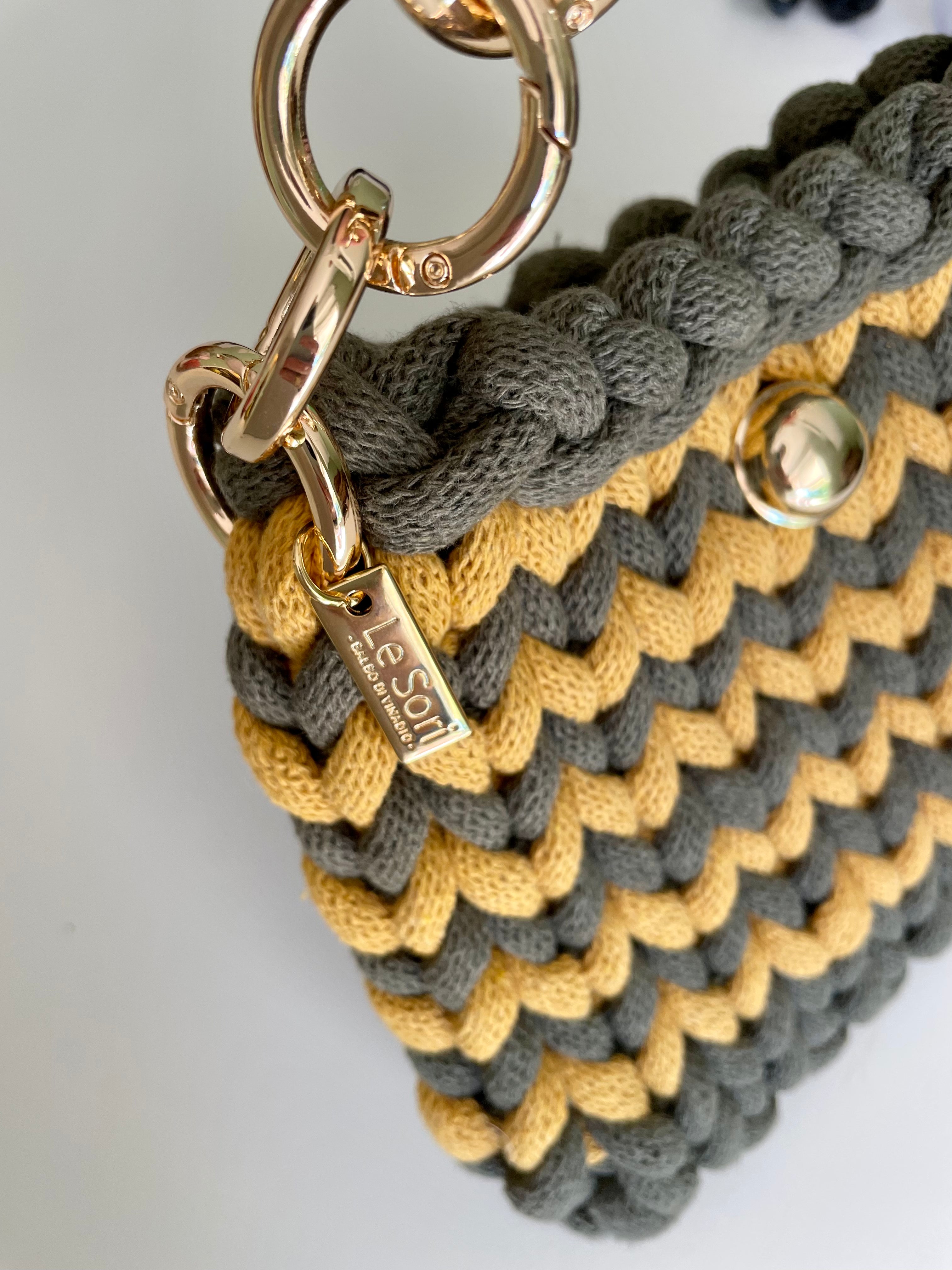 Borsa intrecciata Mini - Verde e Giallo