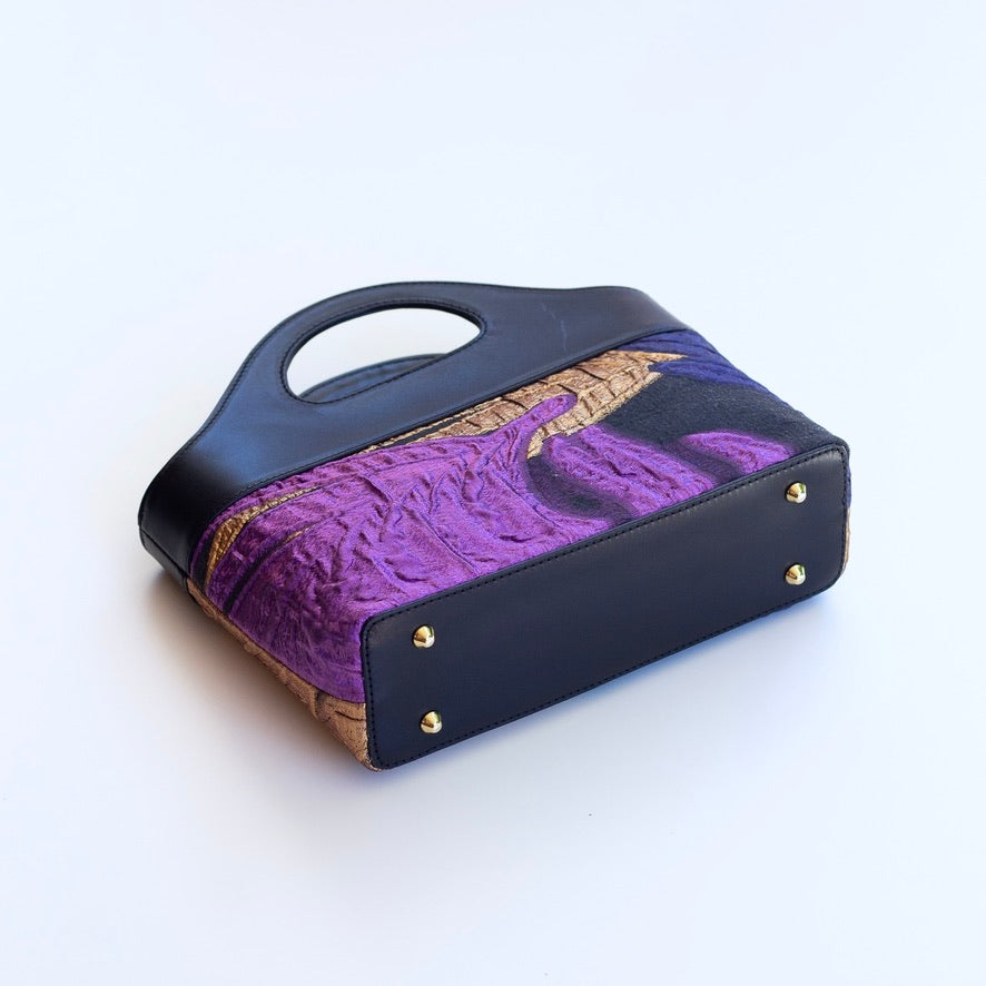 Borsa a Mano - Flat Bag Viola e Oro