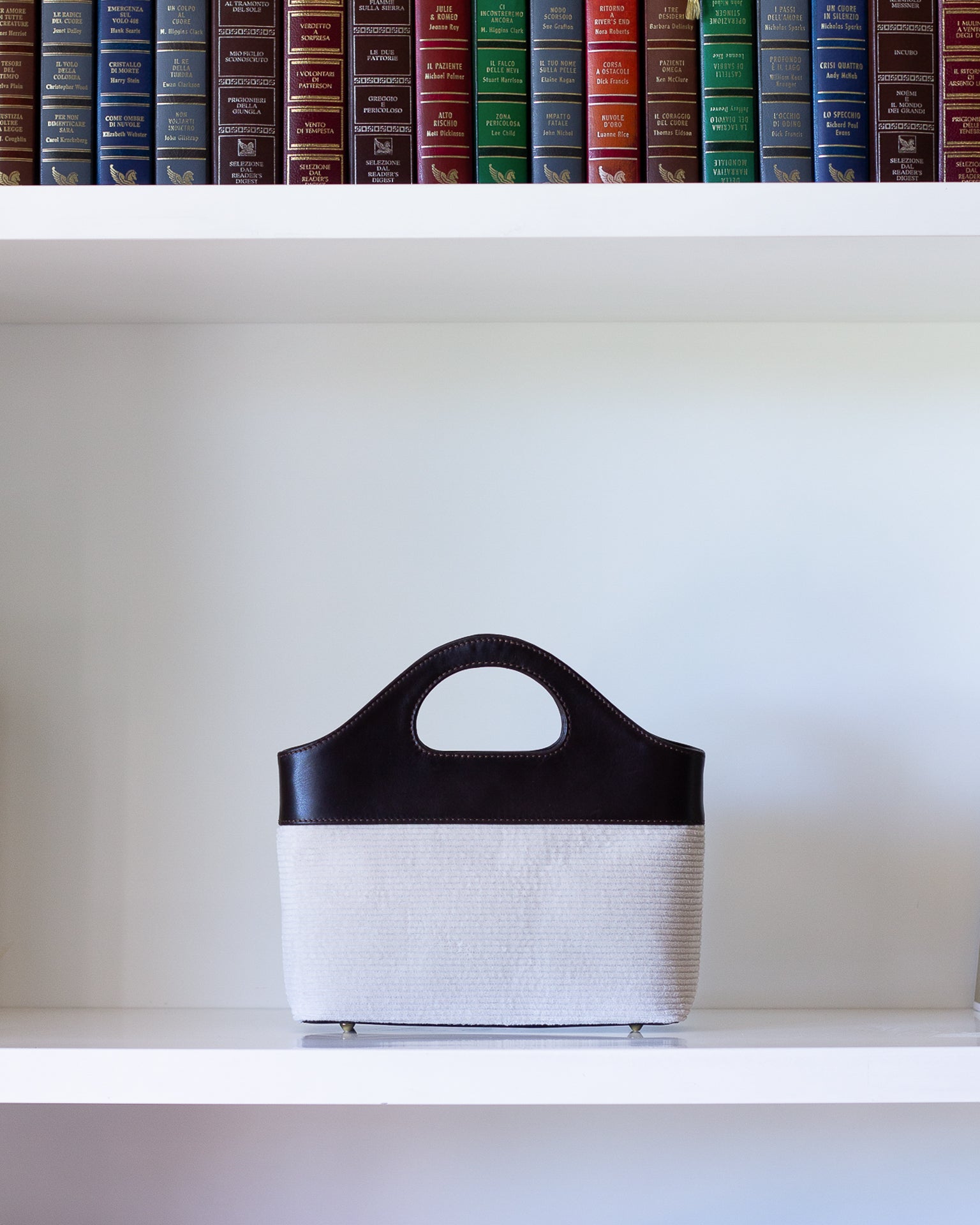 Borsa a Mano - Flat Bag Bianco a Coste