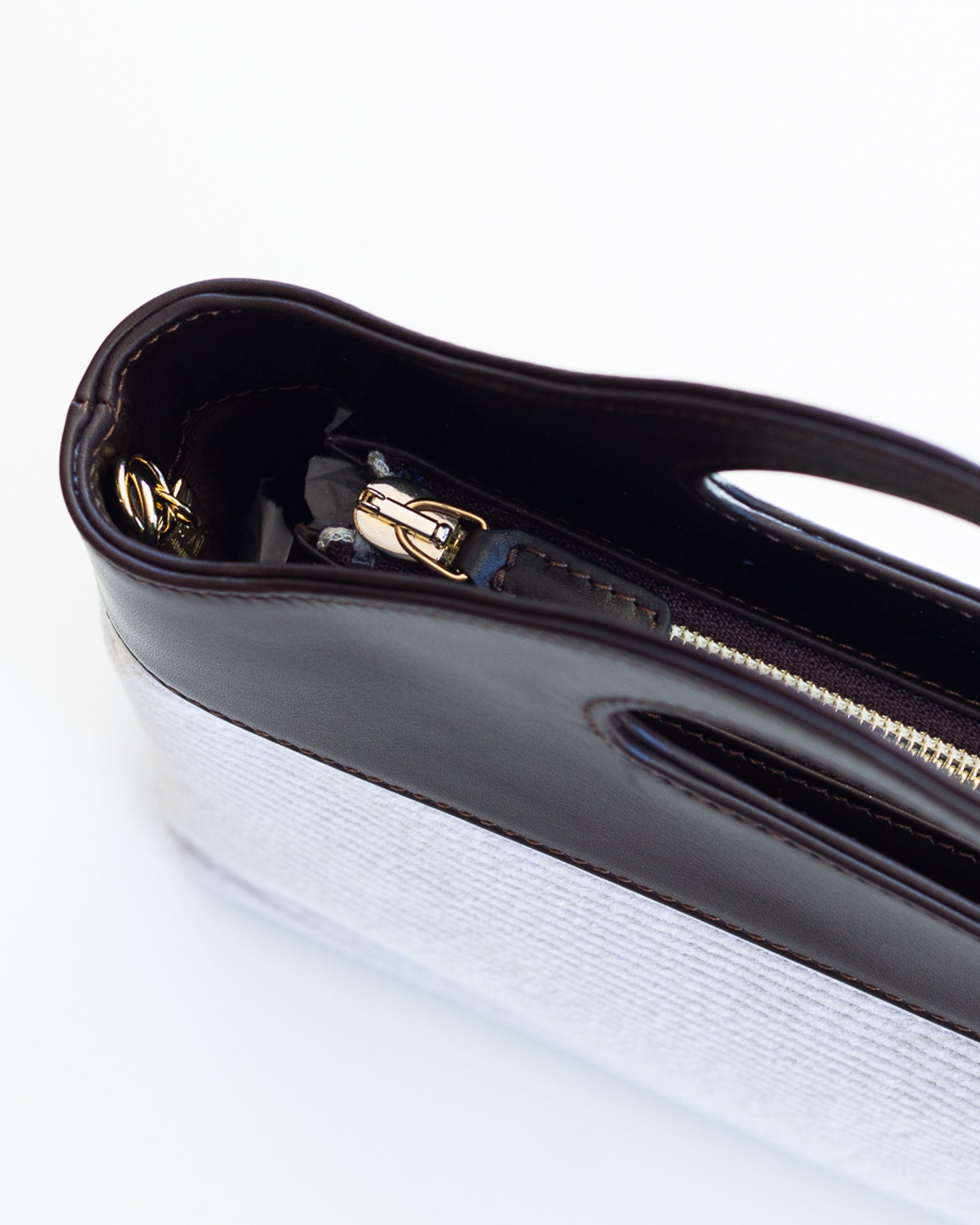 Borsa a Mano - Flat Bag Bianco a Coste
