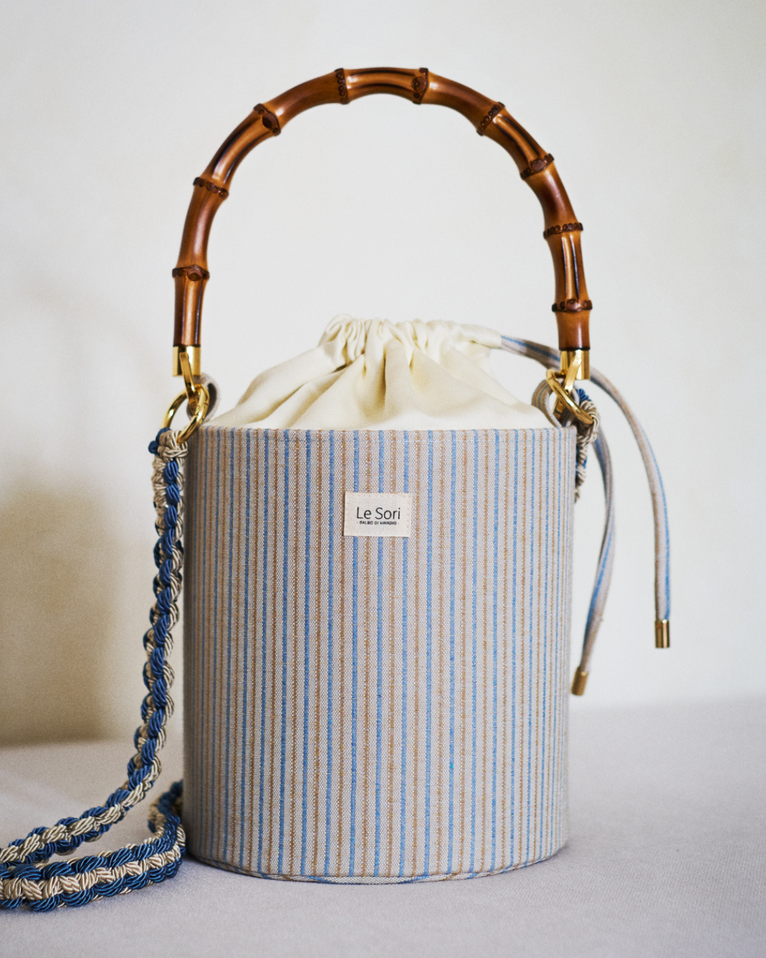 Maia Beige a riga azzurra - Borsa Regular