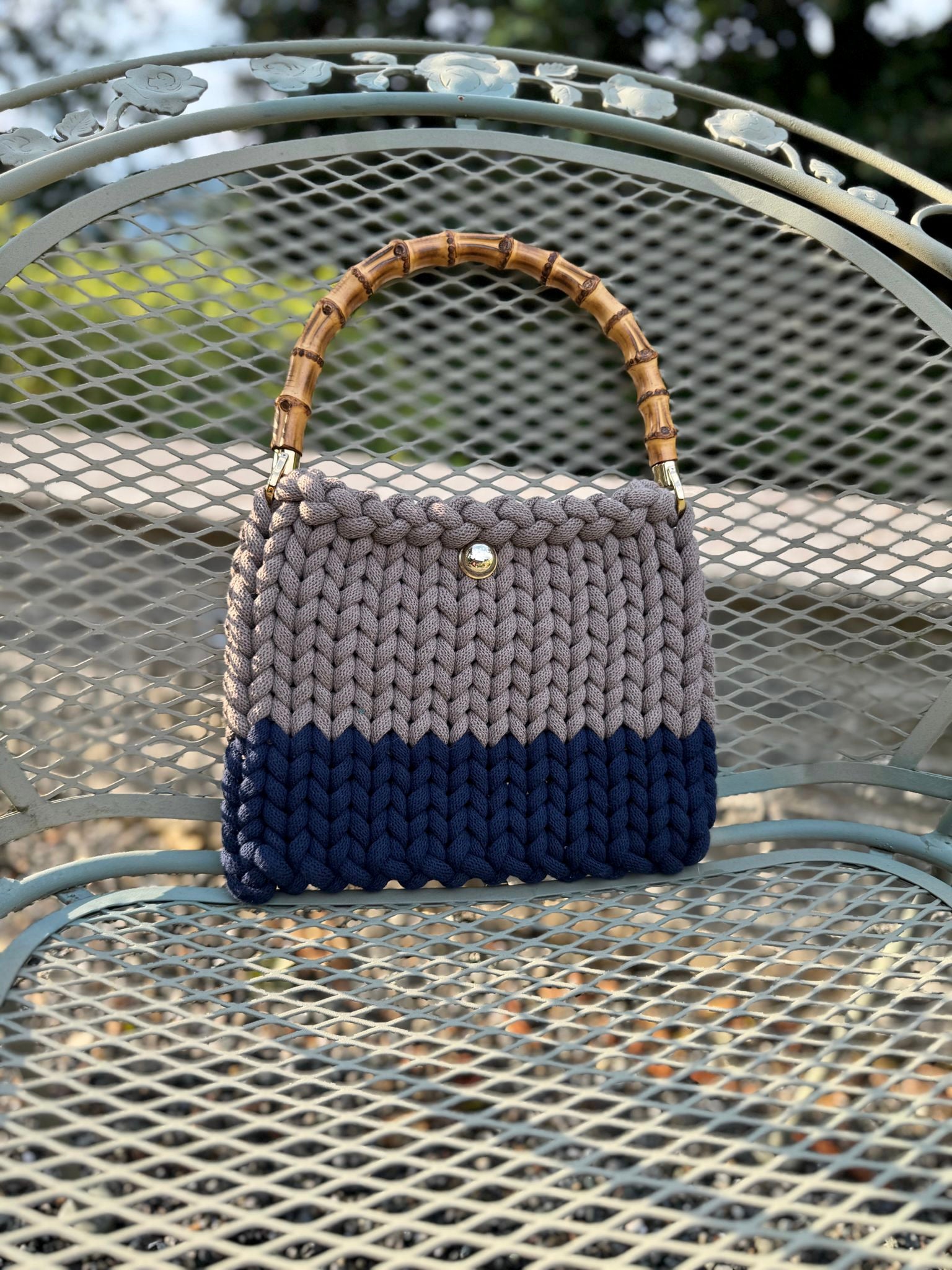 Borsa intrecciata Regular - Beige & Blu