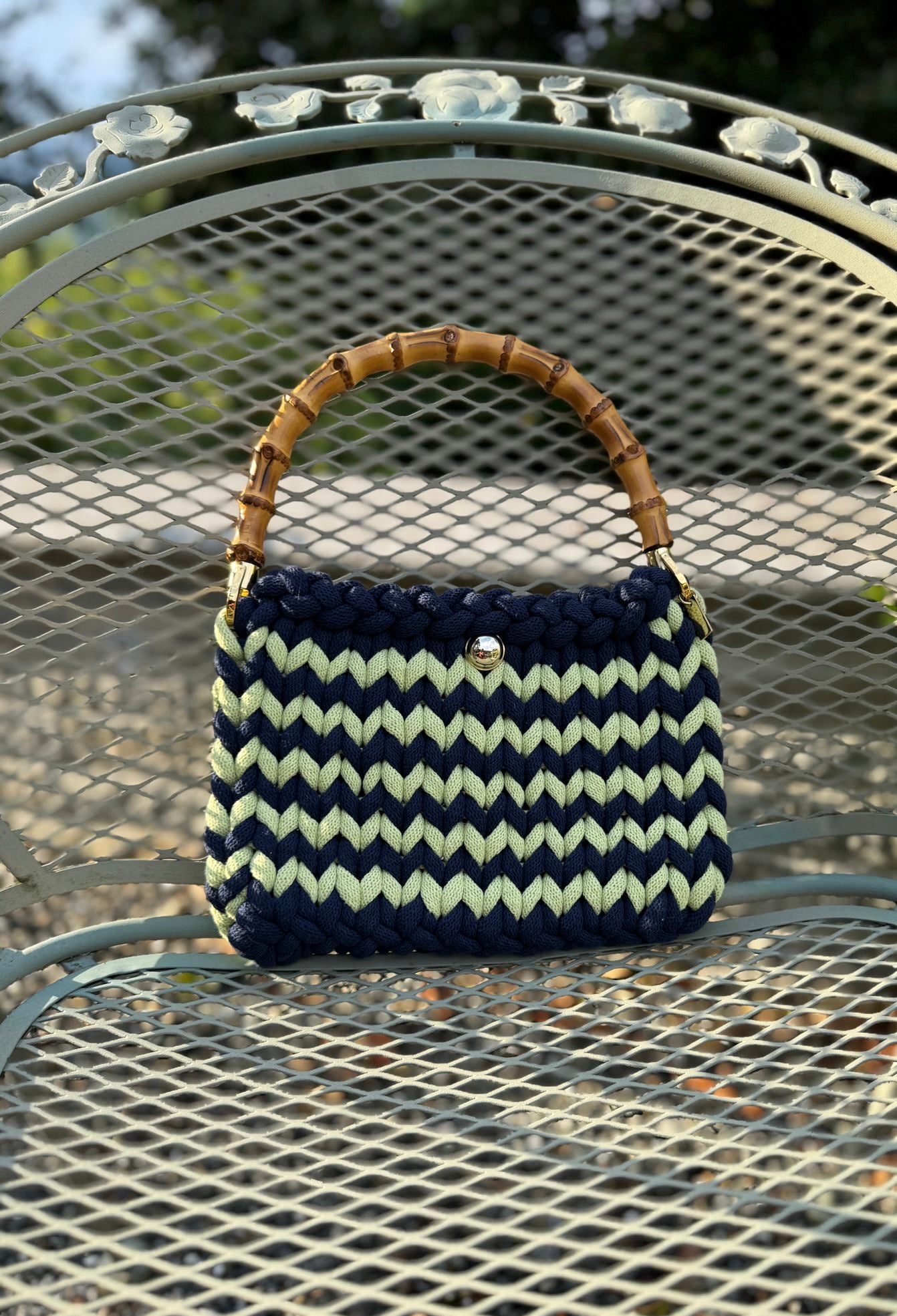 Borsa intrecciata Regular - Verde Acido e Blu