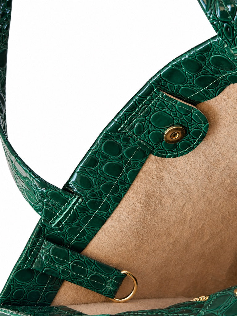 Tote Bag in Pelle Verde Lucida