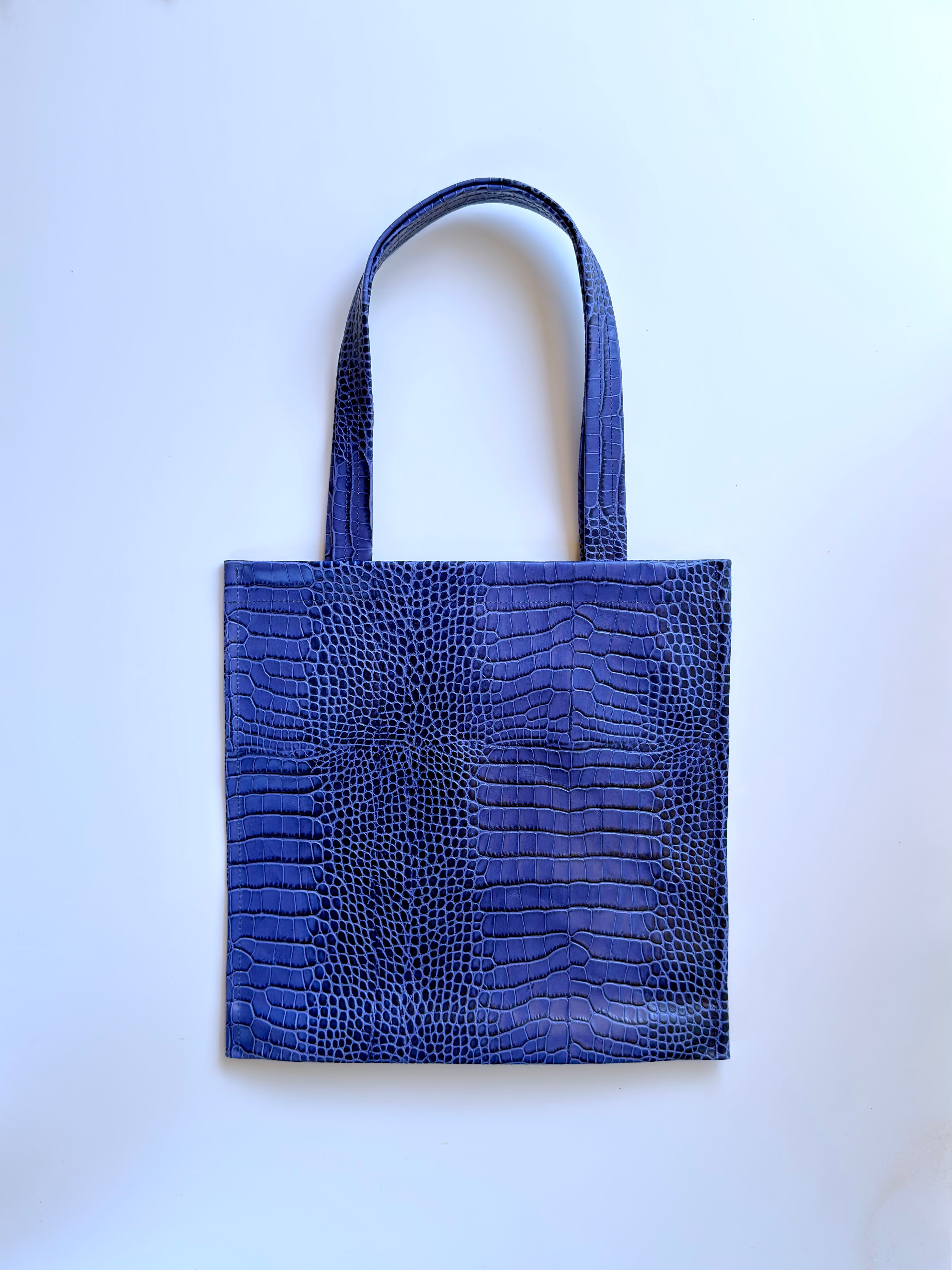 Tote Bag in Pelle Bluette