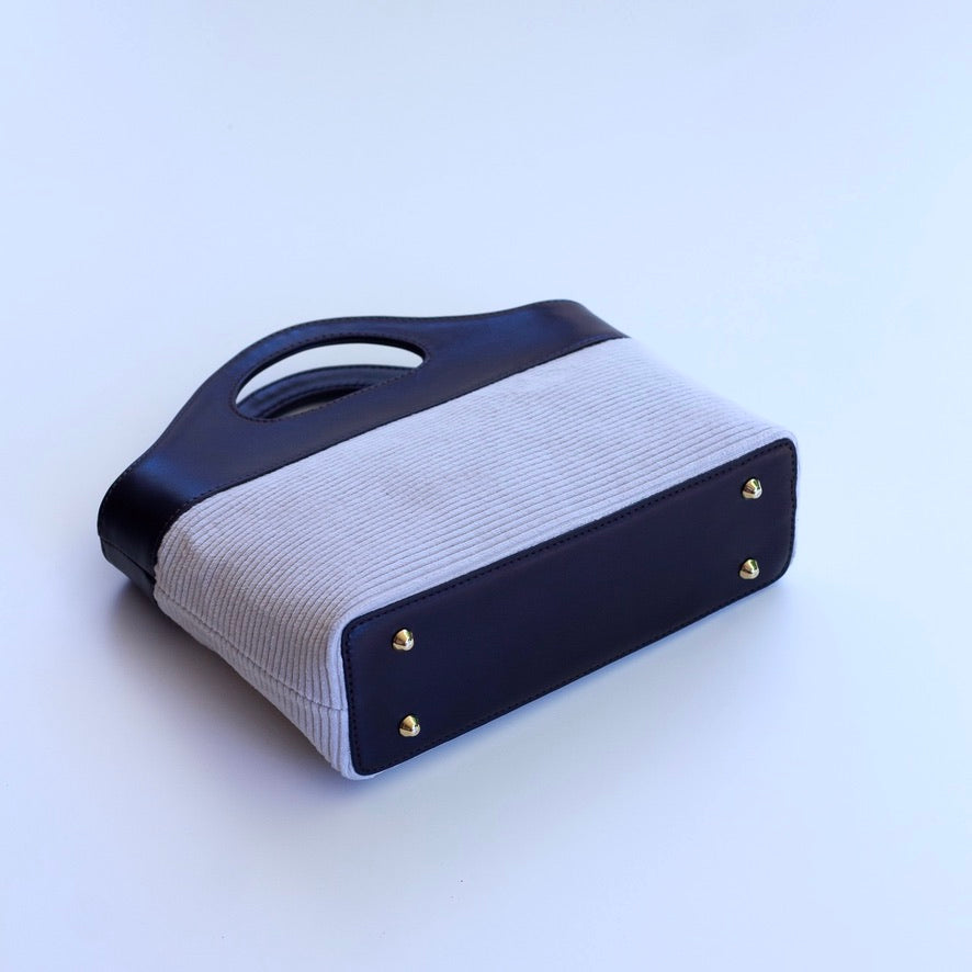 Borsa a Mano - Flat Bag Bianco a Coste