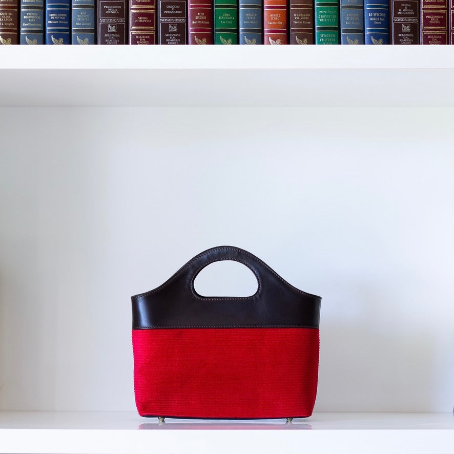 Borsa a Mano - Flat Bag Rosso a Coste