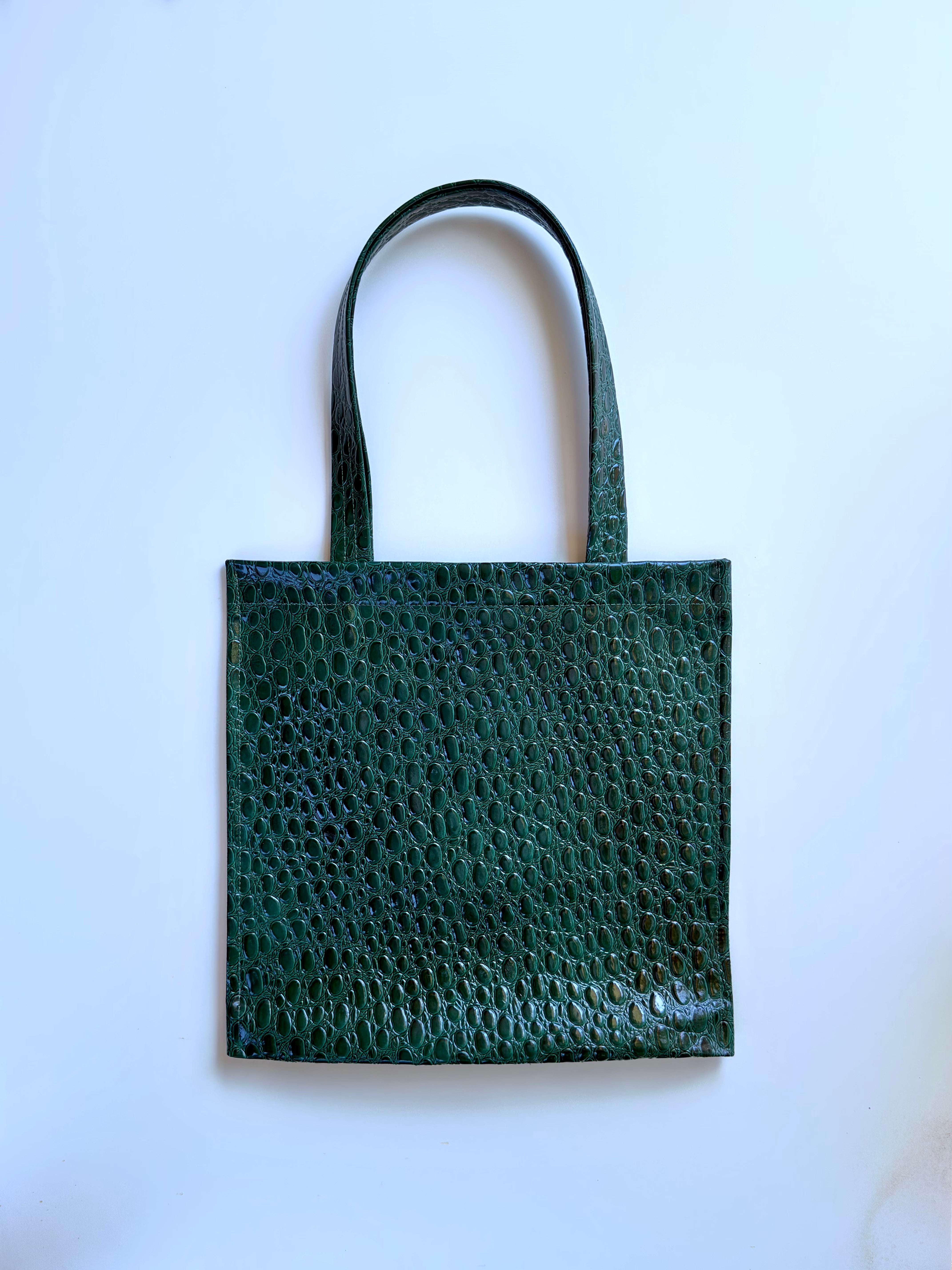 Tote Bag in Pelle Verde Lucida