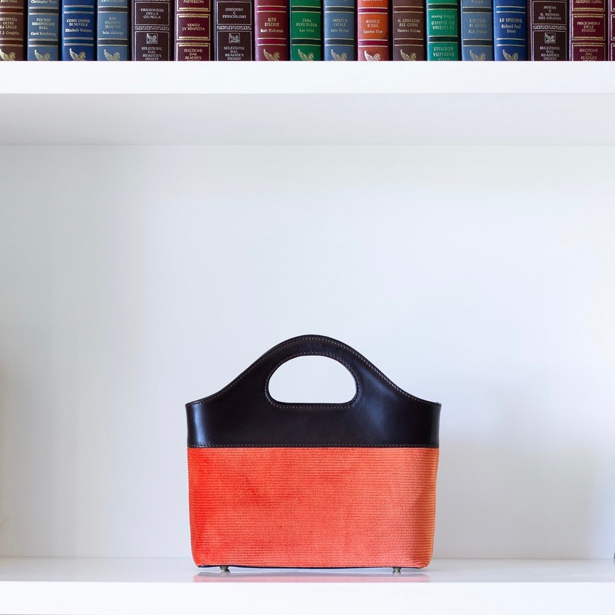 Borsa a Mano - Flat Bag Arancione a Coste