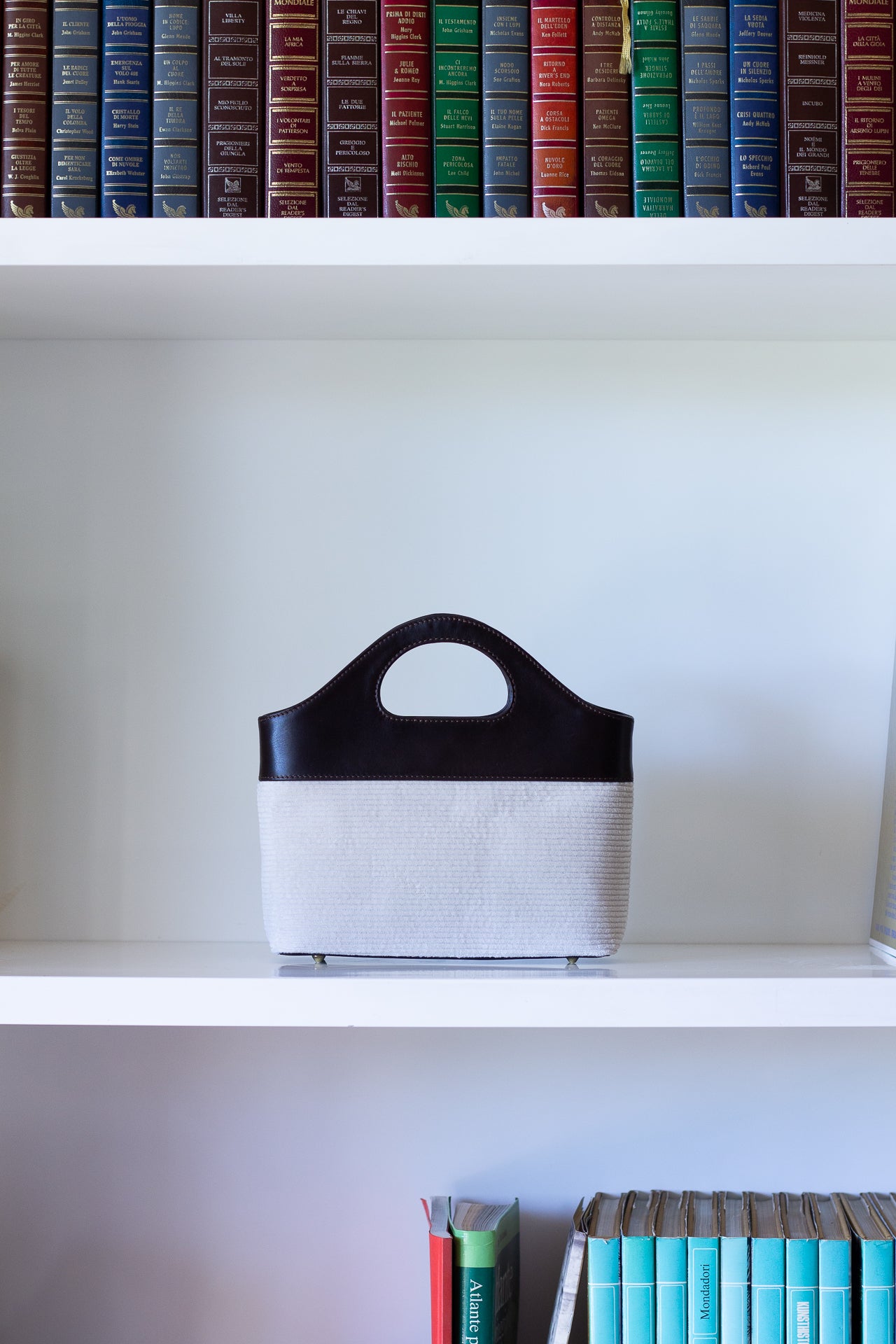 Borsa a Mano - Flat Bag Bianco a Coste