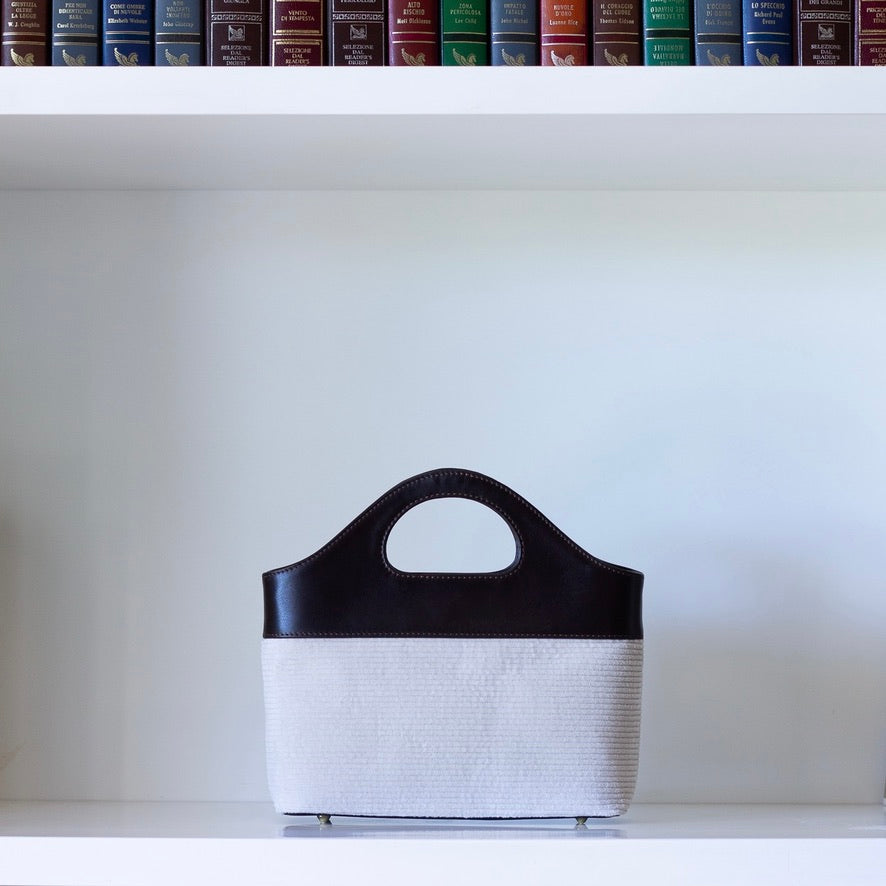 Borsa a Mano - Flat Bag Bianco a Coste