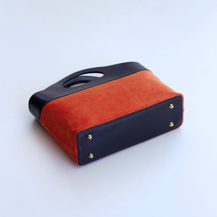 Borsa a Mano - Flat Bag Arancione a Coste