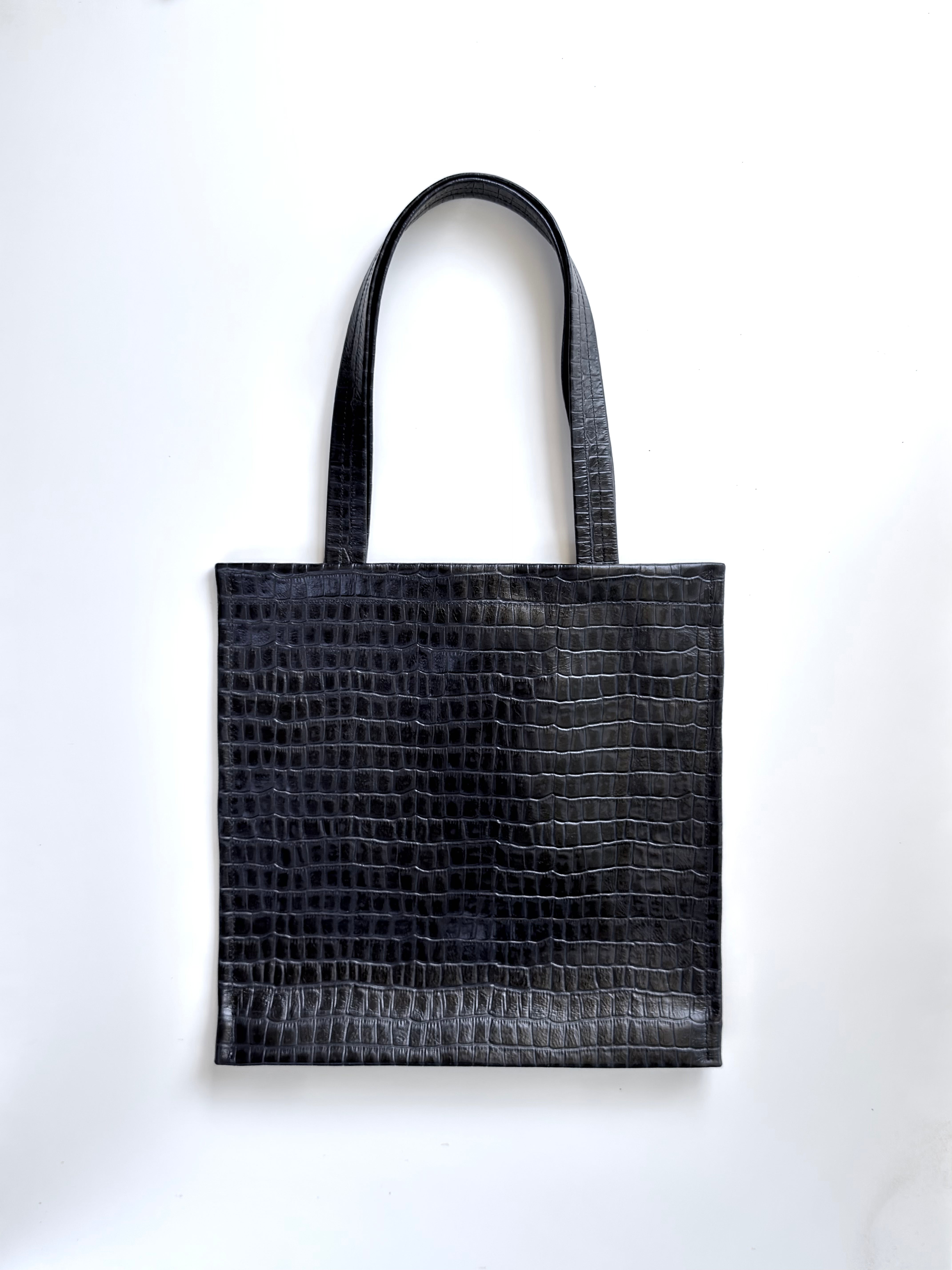 Tote Bag in Pelle Grigia e Nera